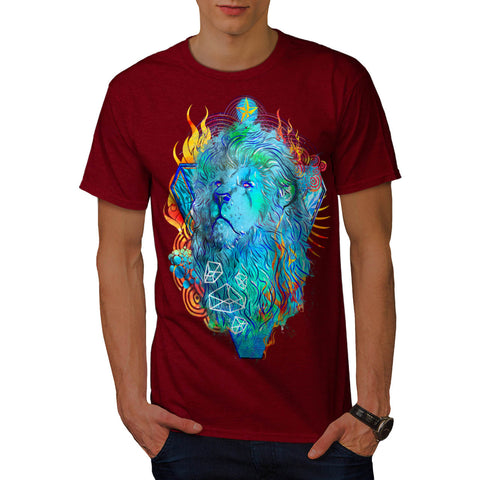 Flaming Jungle Lion Mens T-Shirt