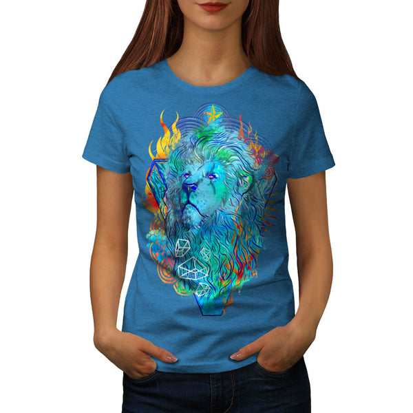Flaming Jungle Lion Womens T-Shirt