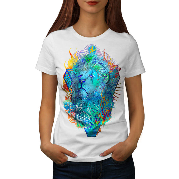 Flaming Jungle Lion Womens T-Shirt