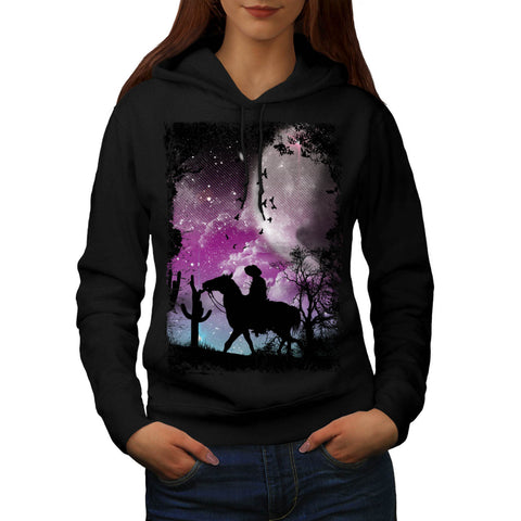 Desert Cactus Moon Womens Hoodie