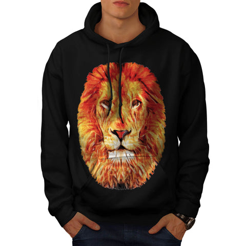 Jungle Lion Big Face Mens Hoodie