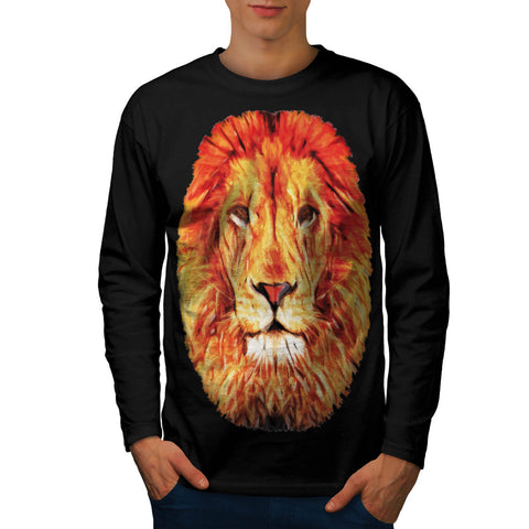 Jungle Lion Big Face Mens Long Sleeve T-Shirt