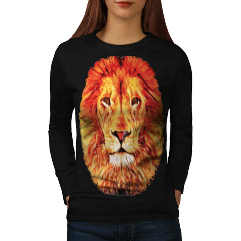 Jungle Lion Big Face Womens Long Sleeve T-Shirt