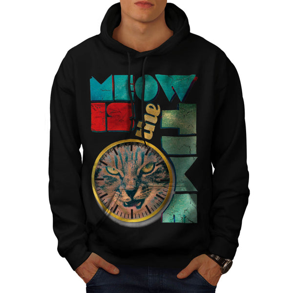 Meow Is The Time Cat Mens Hoodie