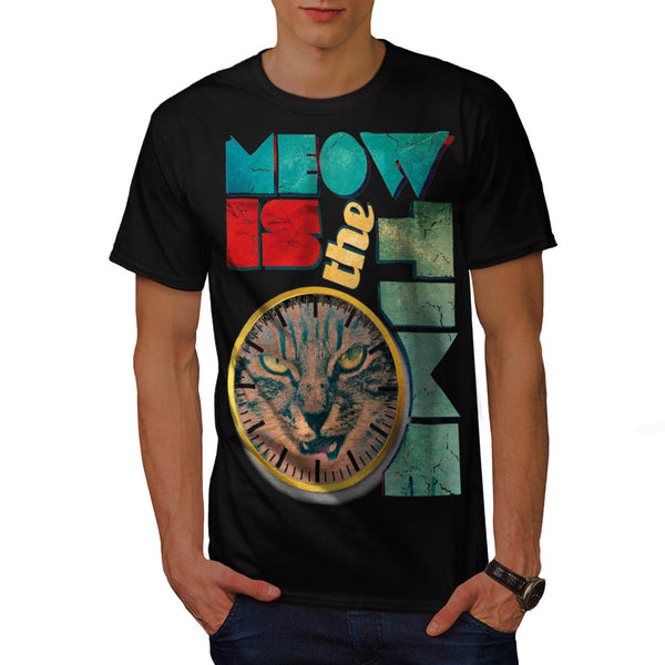 Meow Is The Time Cat Mens T-Shirt