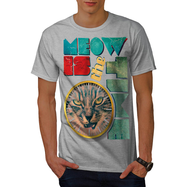 Meow Is The Time Cat Mens T-Shirt