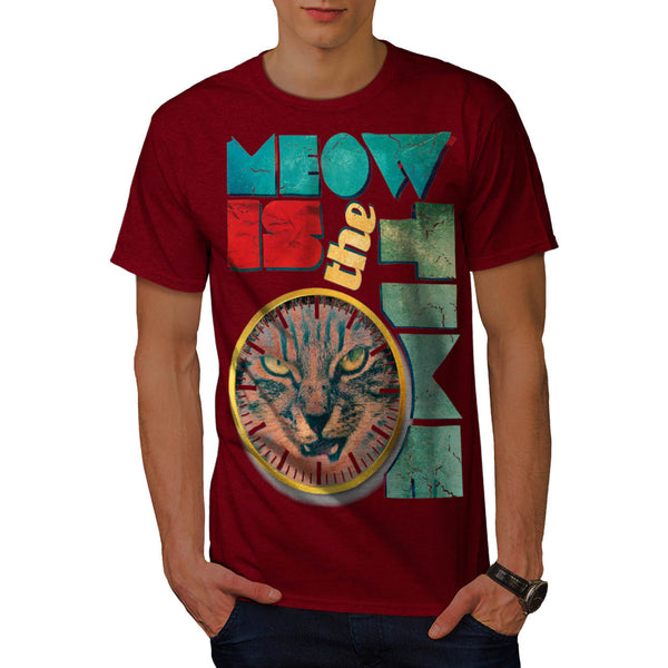 Meow Is The Time Cat Mens T-Shirt