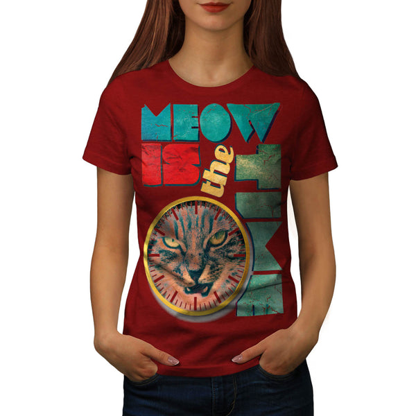 Meow Is The Time Cat Womens T-Shirt