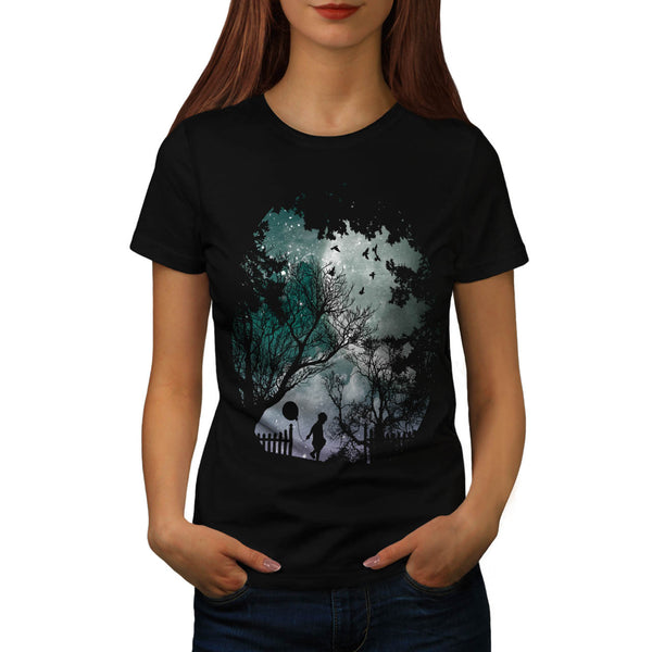 Kid Balloon Night Womens T-Shirt