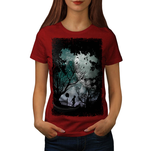 Kid Balloon Night Womens T-Shirt