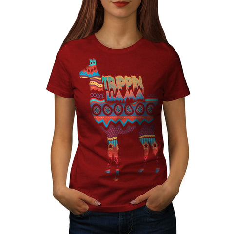 Acid Tripping Llama Womens T-Shirt