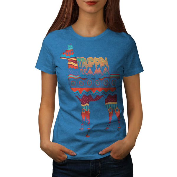Acid Tripping Llama Womens T-Shirt