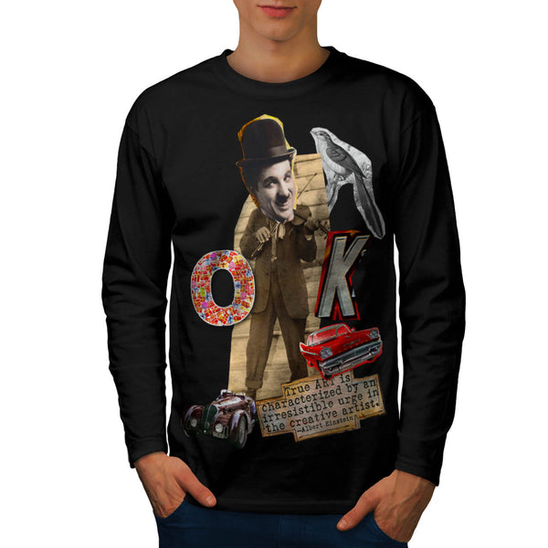 OK Chaplin Einstein Mens Long Sleeve T-Shirt