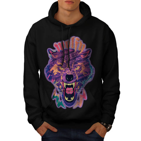 Amazing Wolf Face Mens Hoodie
