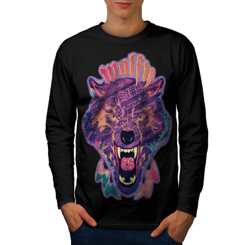 Amazing Wolf Face Mens Long Sleeve T-Shirt