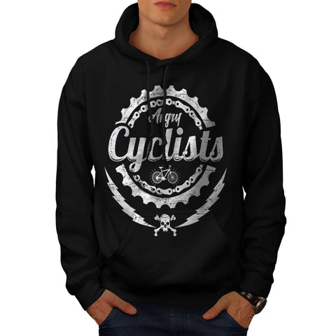 Angry Cyclist Skull Mens Hoodie