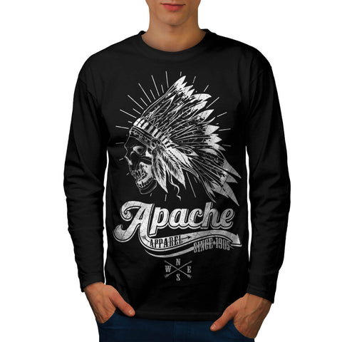 Apache Apparel Skull Mens Long Sleeve T-Shirt