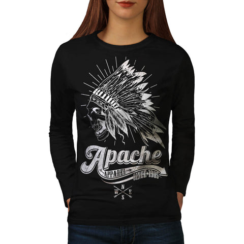 Apache Apparel Skull Womens Long Sleeve T-Shirt