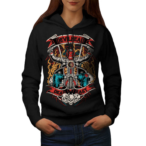 Devil Head Biker USA Womens Hoodie