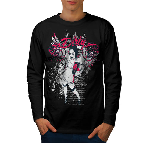 Dirty Love Heart Beat Mens Long Sleeve T-Shirt