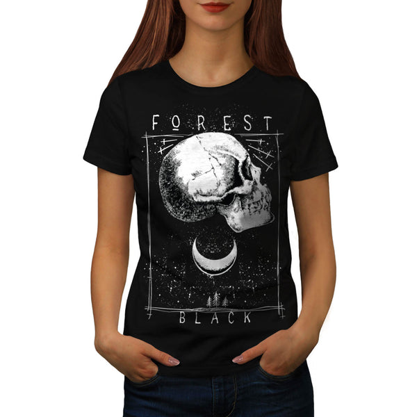 Forest Black Skull Womens T-Shirt