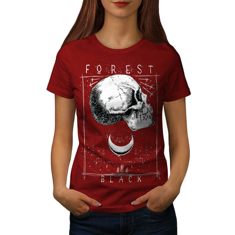 Forest Black Skull Womens T-Shirt