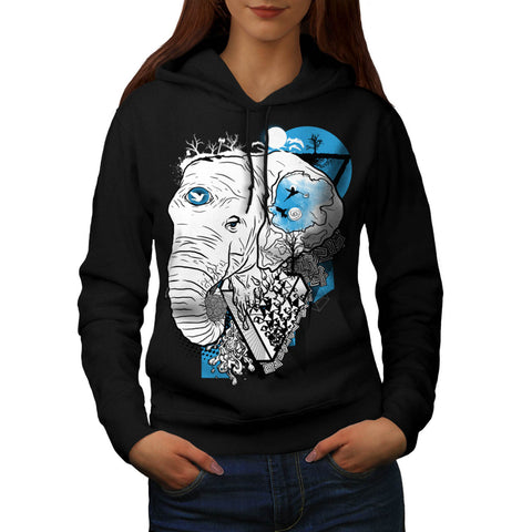 Big Elephant Face Womens Hoodie