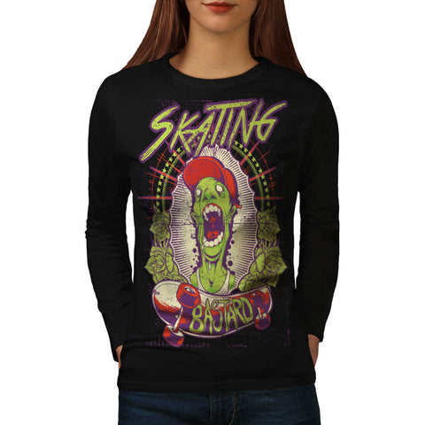 Zombie Skating Boy Womens Long Sleeve T-Shirt
