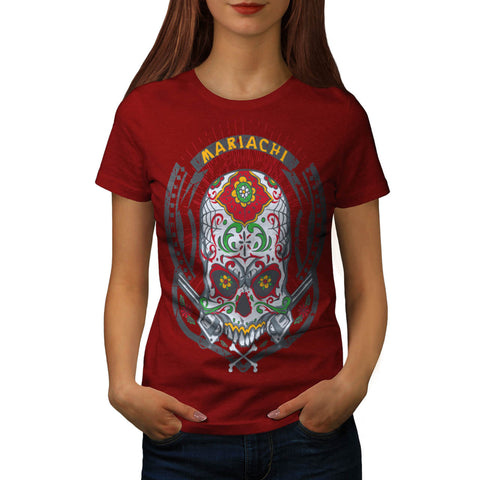 Mariachi Skull Latin Womens T-Shirt