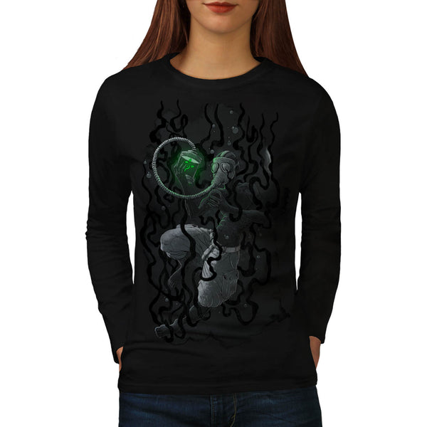 Under Water Gas Mask Womens Long Sleeve T-Shirt