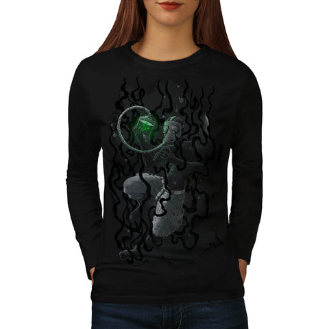 Under Water Gas Mask Womens Long Sleeve T-Shirt
