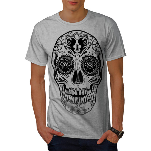 Crazy Print Skull Mens T-Shirt