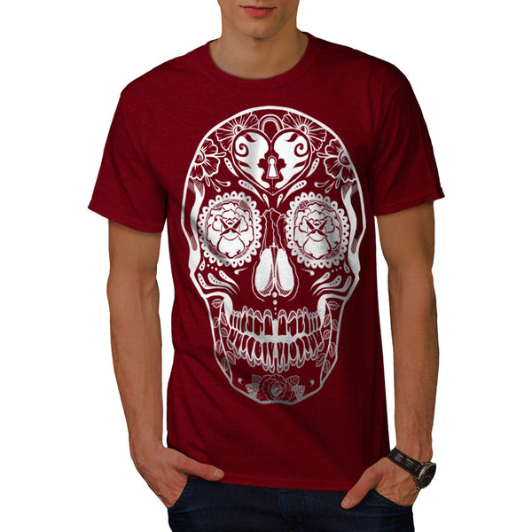 Crazy Print Skull Mens T-Shirt