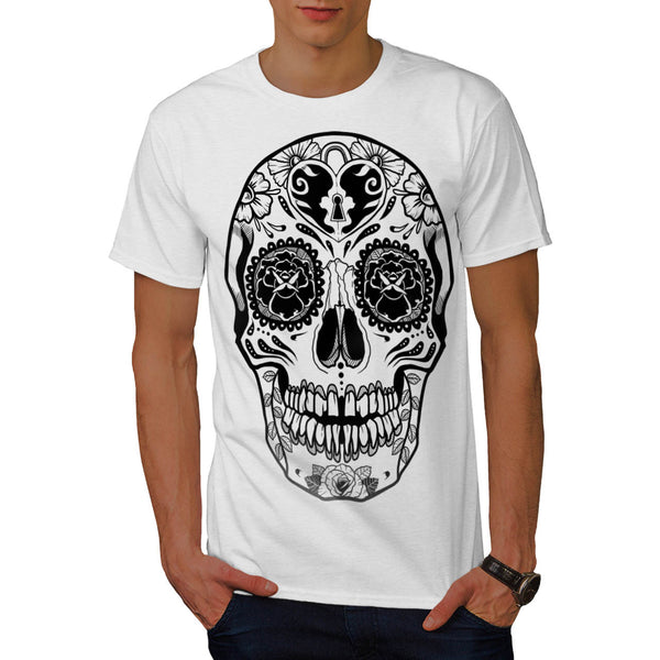 Crazy Print Skull Mens T-Shirt