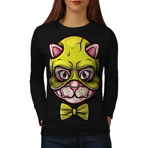 Mystical Cat Face Womens Long Sleeve T-Shirt