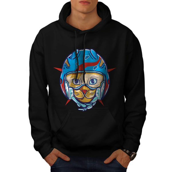 Kitty Face Helmet Mens Hoodie