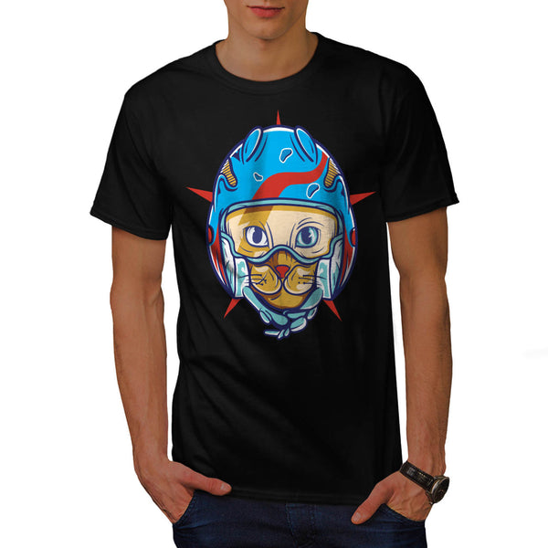 Kitty Face Helmet Mens T-Shirt