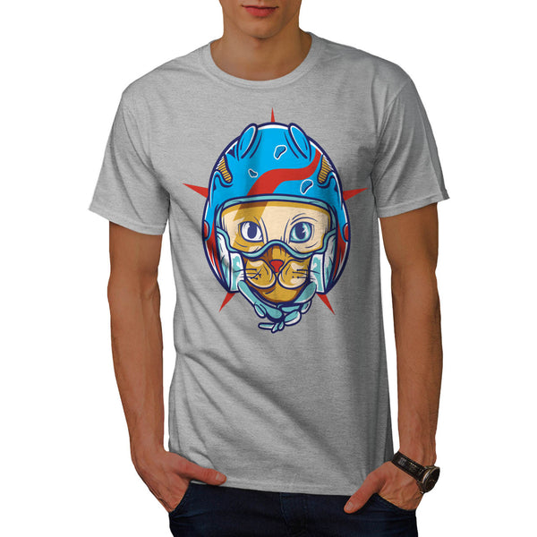 Kitty Face Helmet Mens T-Shirt