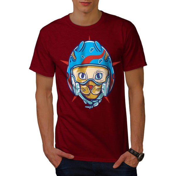 Kitty Face Helmet Mens T-Shirt