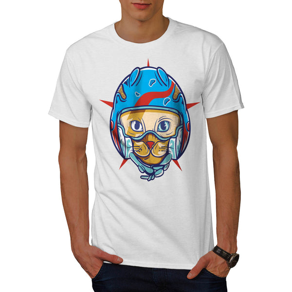 Kitty Face Helmet Mens T-Shirt