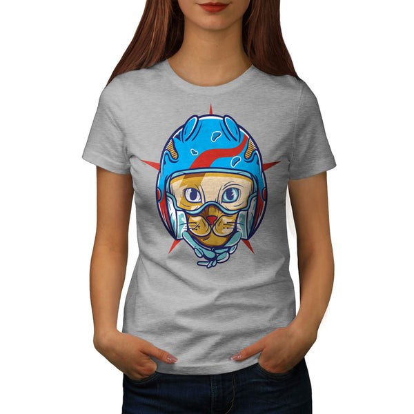 Kitty Face Helmet Womens T-Shirt