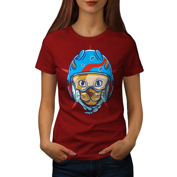 Kitty Face Helmet Womens T-Shirt