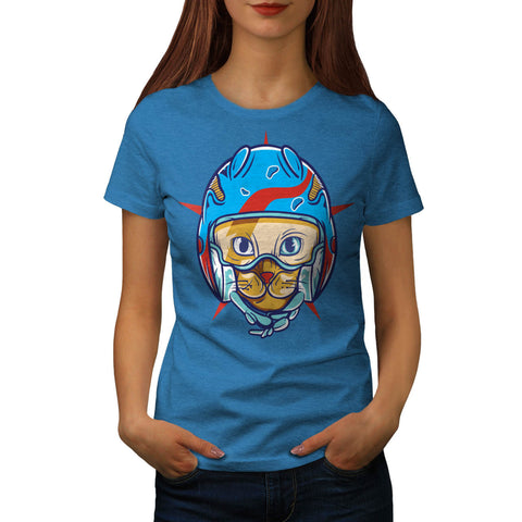 Kitty Face Helmet Womens T-Shirt