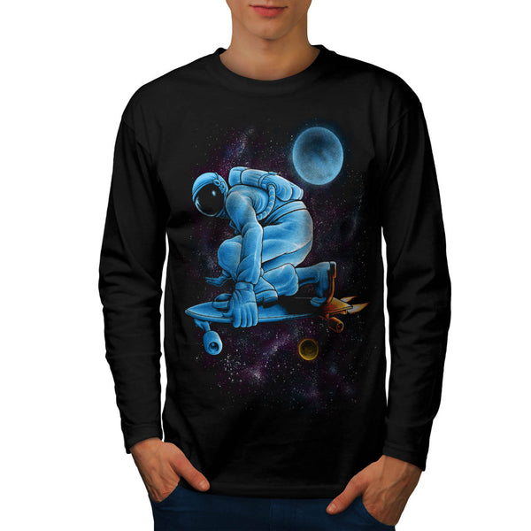 Skating Astronaut Mens Long Sleeve T-Shirt