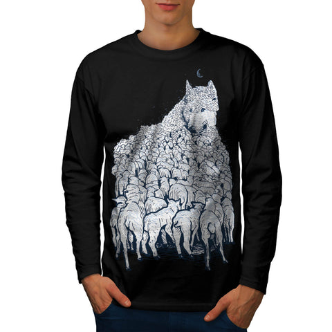 Wolf Head Lamb Body Mens Long Sleeve T-Shirt