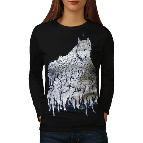 Wolf Head Lamb Body Womens Long Sleeve T-Shirt
