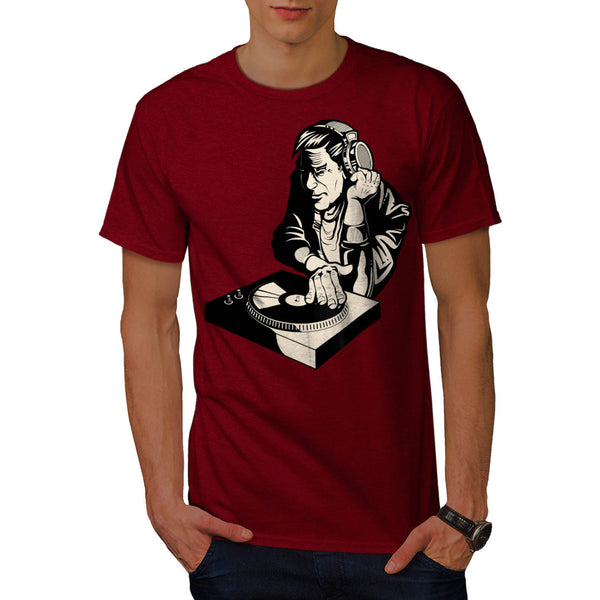 Crazy DJ Playing Mens T-Shirt