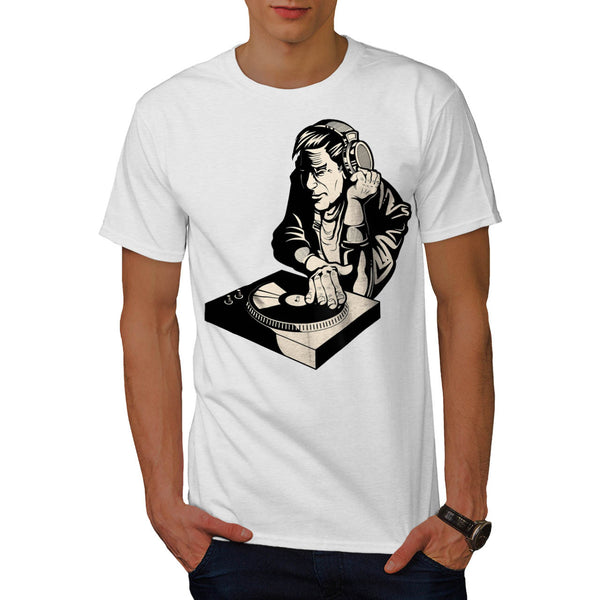 Crazy DJ Playing Mens T-Shirt