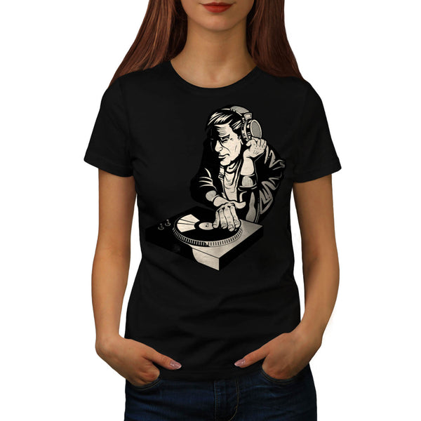 Crazy DJ Playing Womens T-Shirt