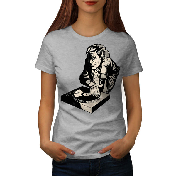 Crazy DJ Playing Womens T-Shirt